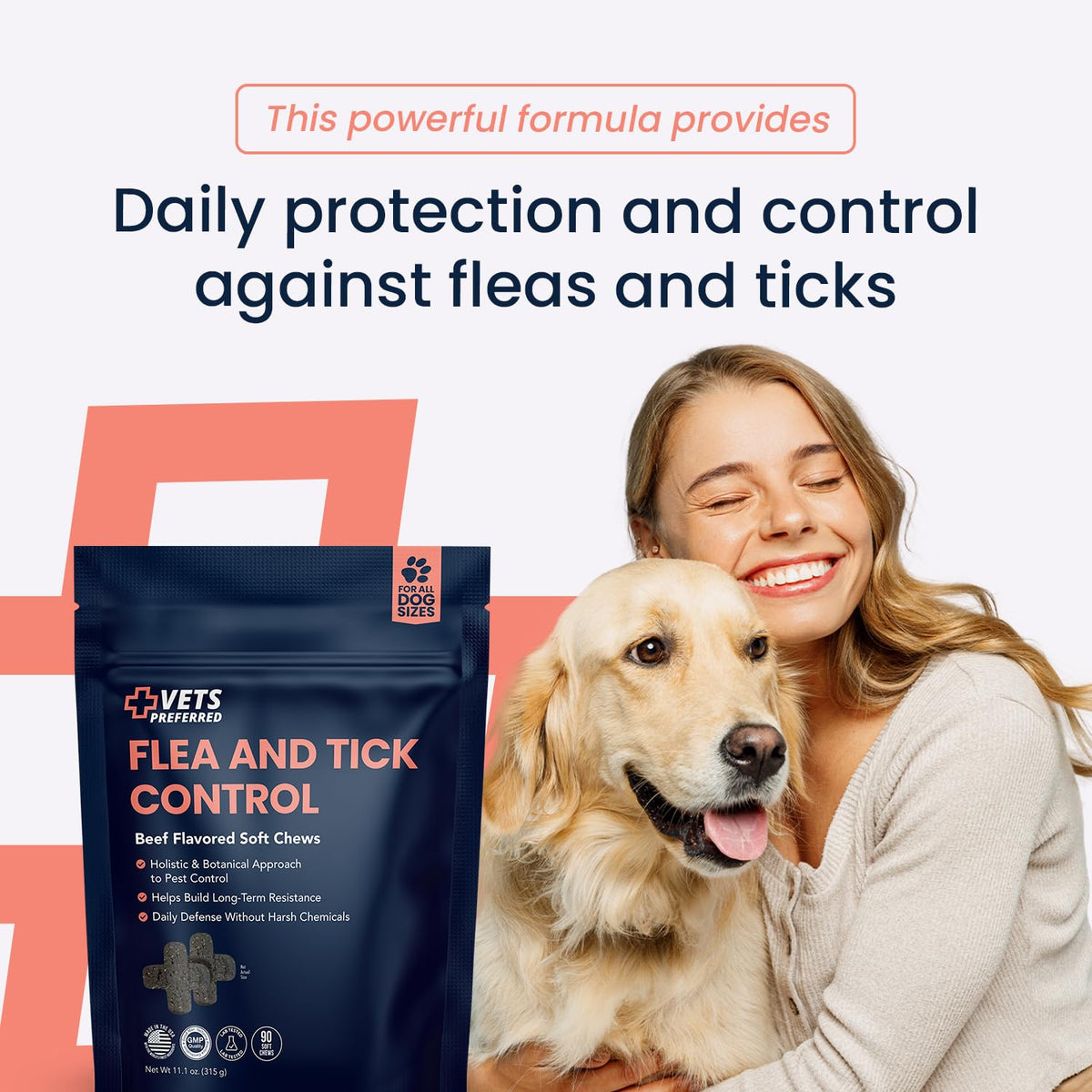 Chewable Flea and Tick Prevention for Dogs 90 Ct D756153