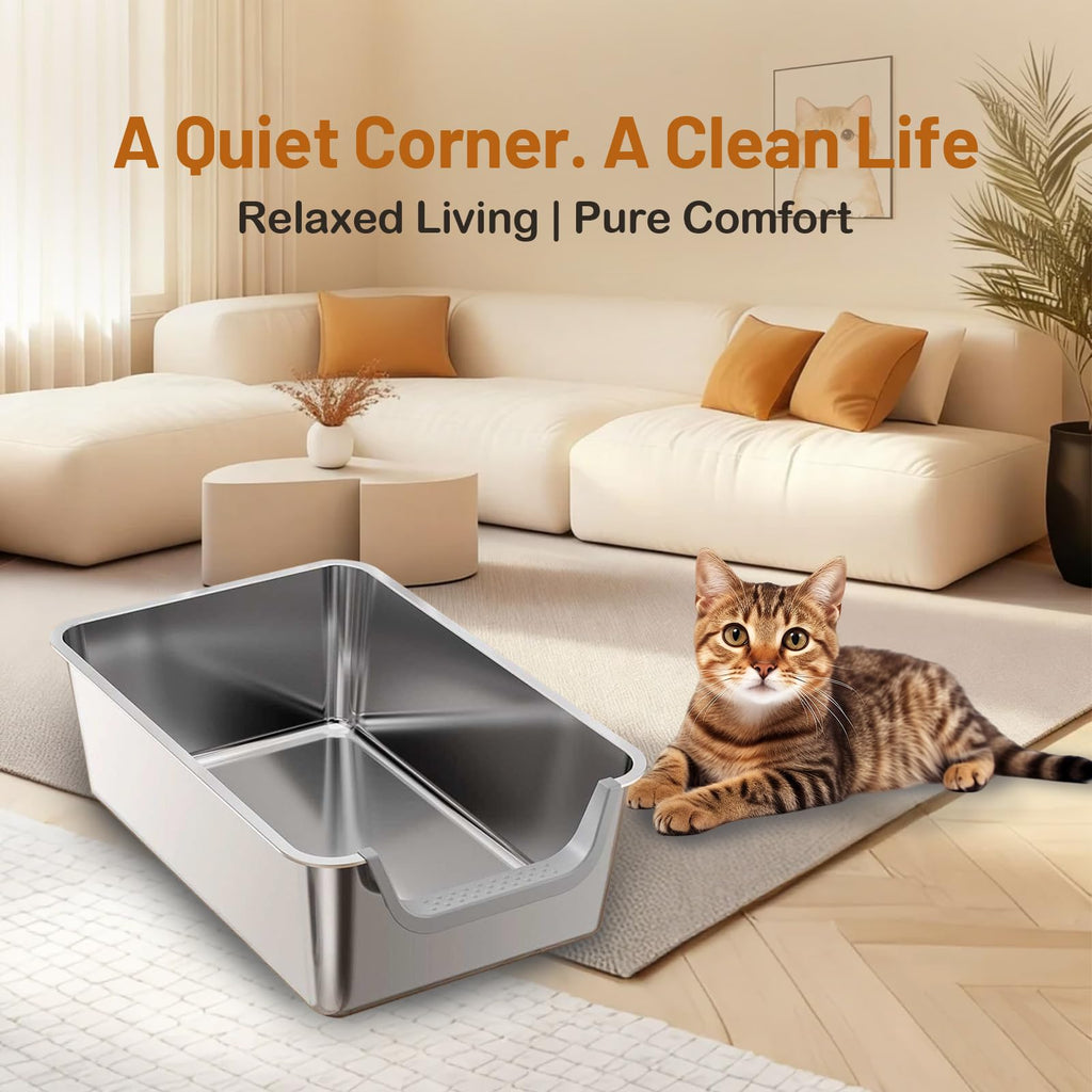 Stainless Steel Cat Litter Box with Low Entry L6514