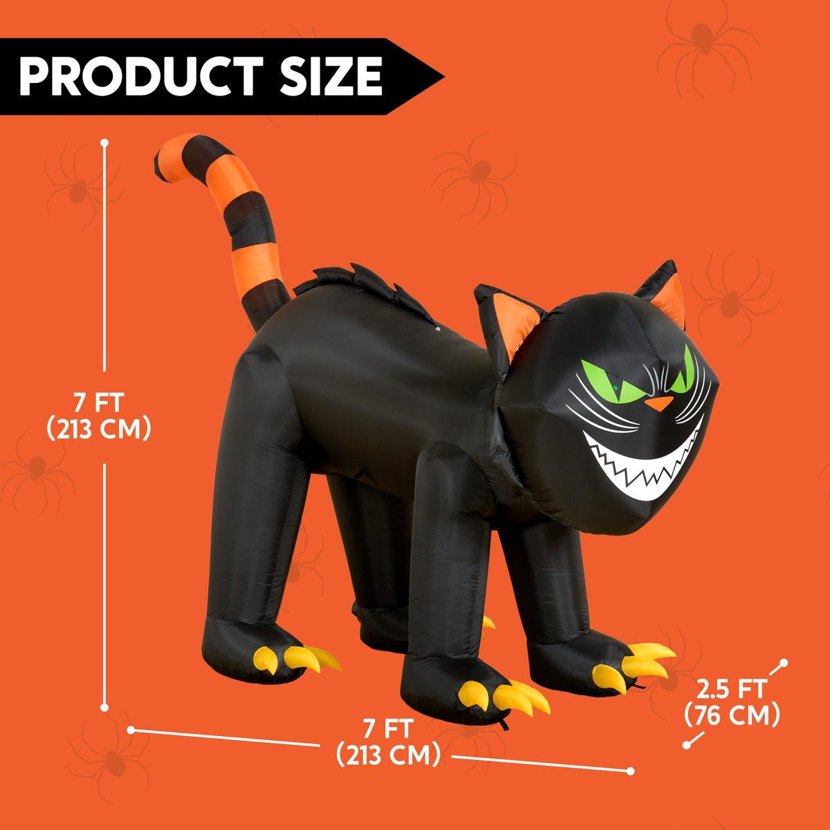 7 ft Black Cat Inflatable with LED Lights Z4926