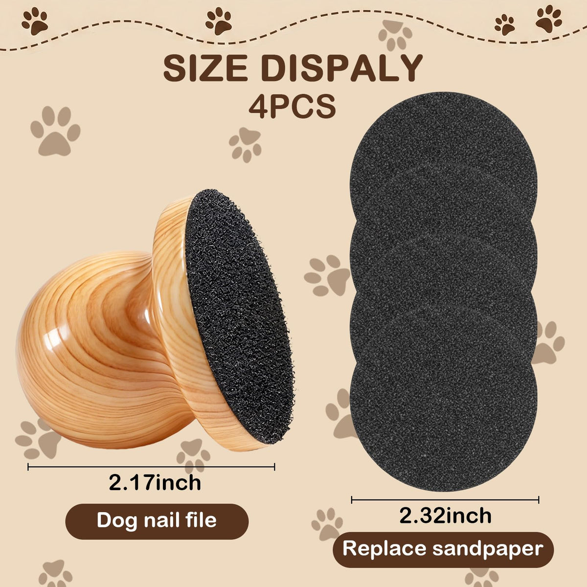 Dog Nail File Grinder Board with 4-Pack Replaceable Sandpaper Discs V907