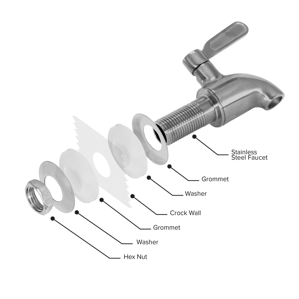 Porcelain Ceramic Crock Water Dispenser with Stainless Steel Faucet and Lid H3072