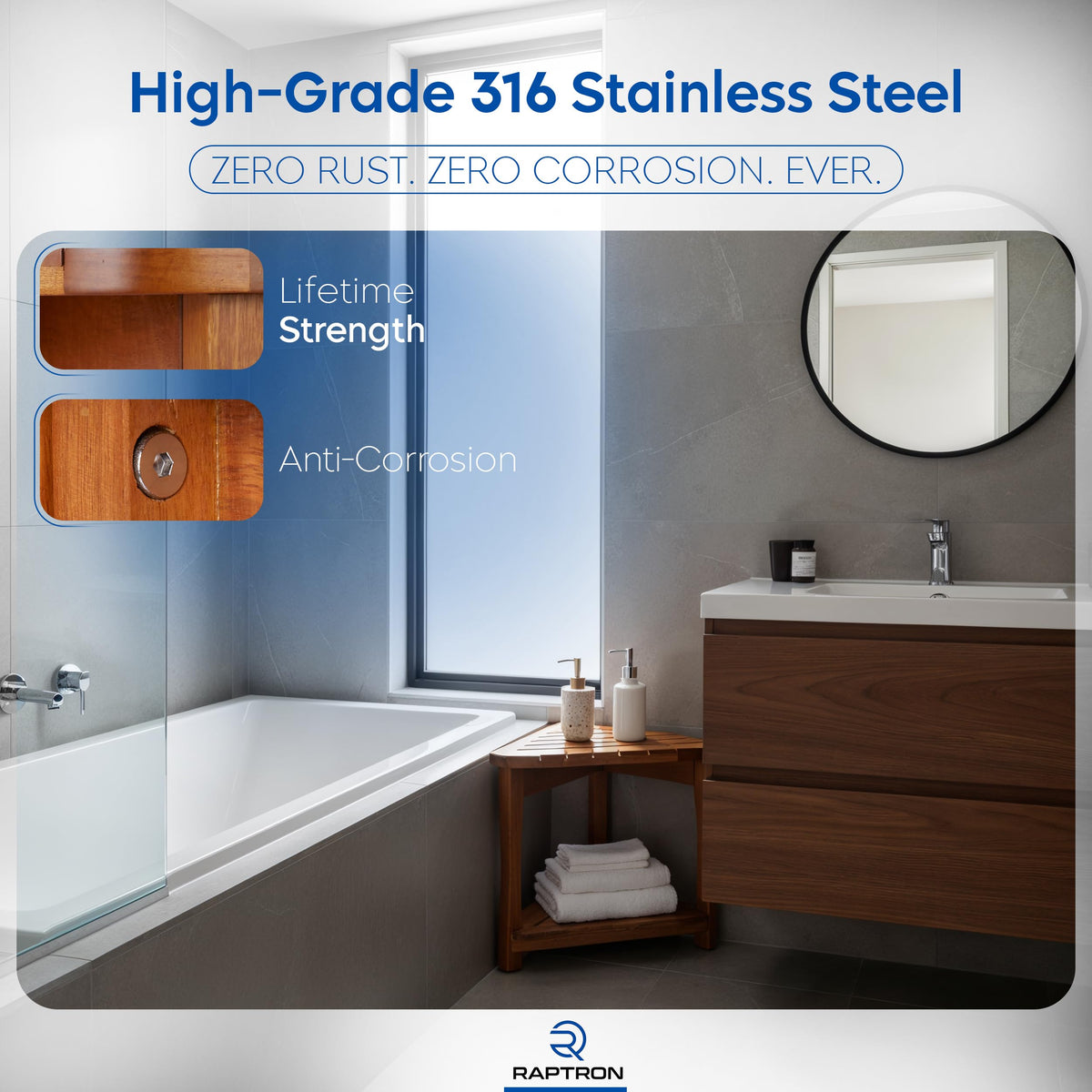 Teak Corner Shower Bench with Storage Shelf G876011