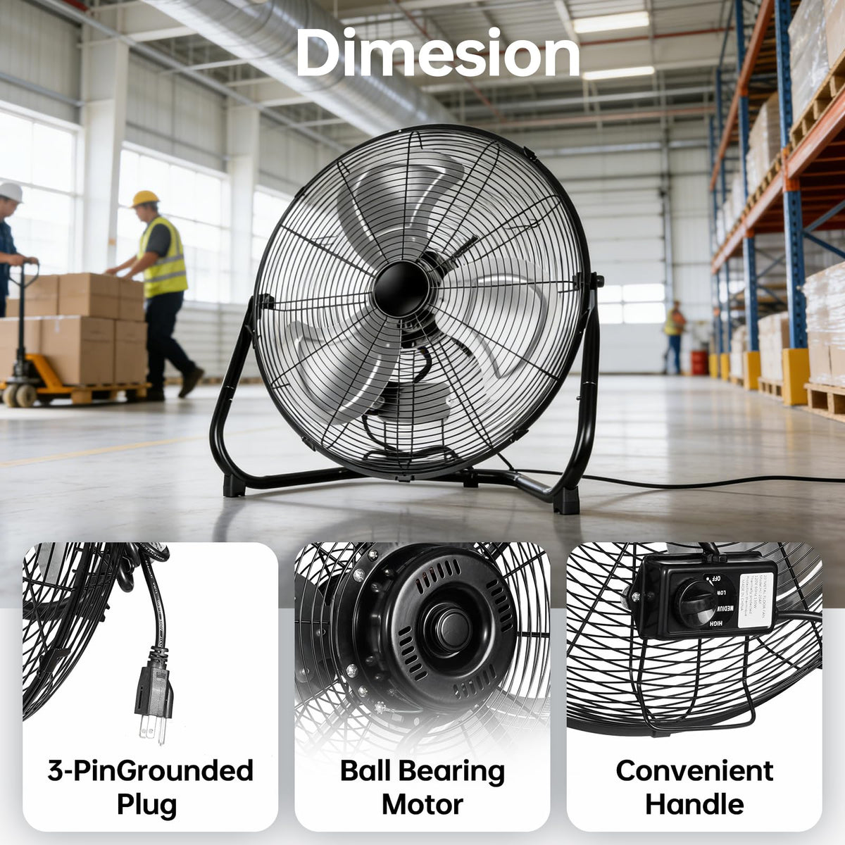 20 Inch Heavy Duty High Velocity Metal Floor Fan F932