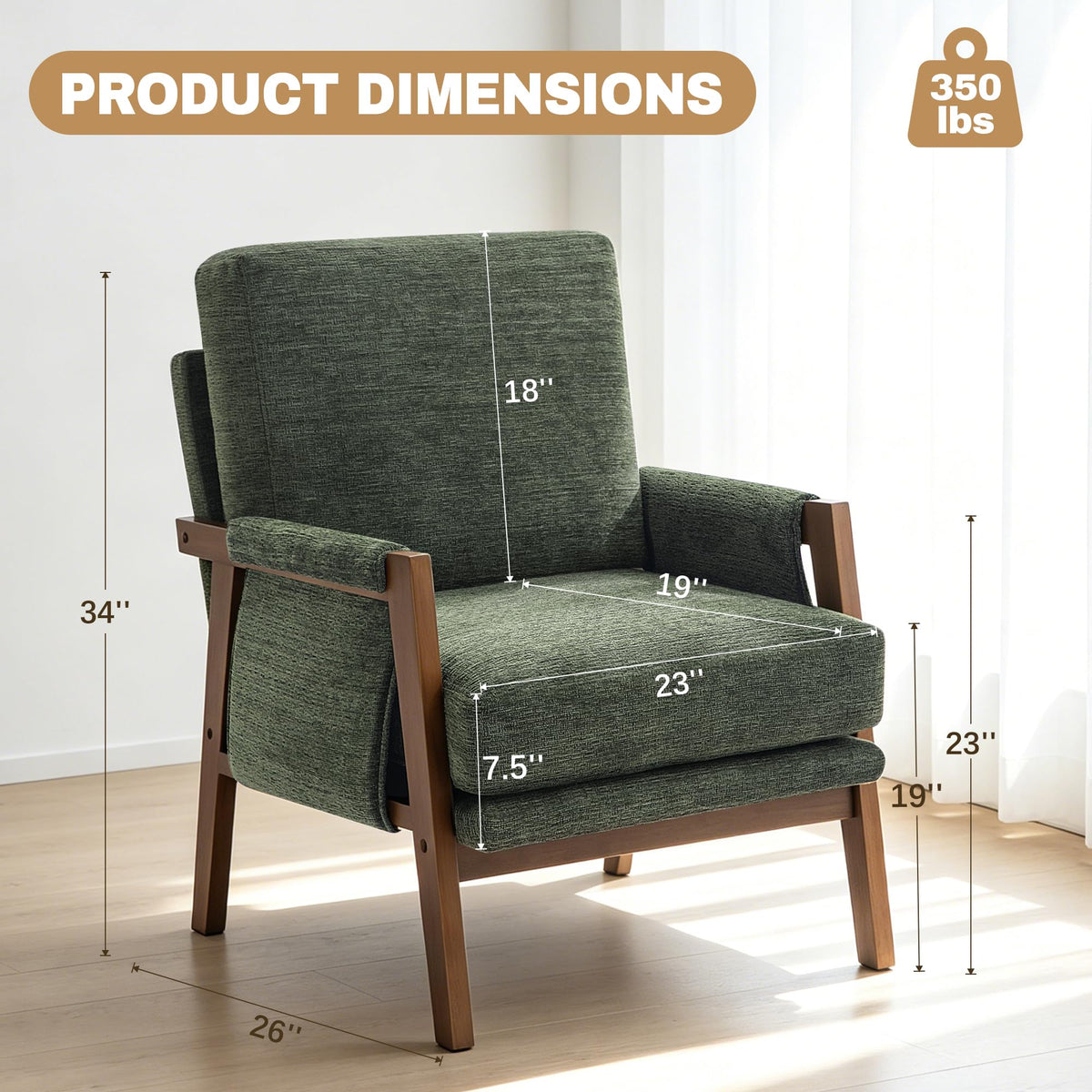 Green Accent Chairs Set of 2 Upholstered Fabric Y45246