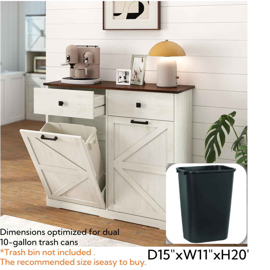 20 Gallon Double Tilt Out Laundry Hamper Cabinet with Drawers I922903