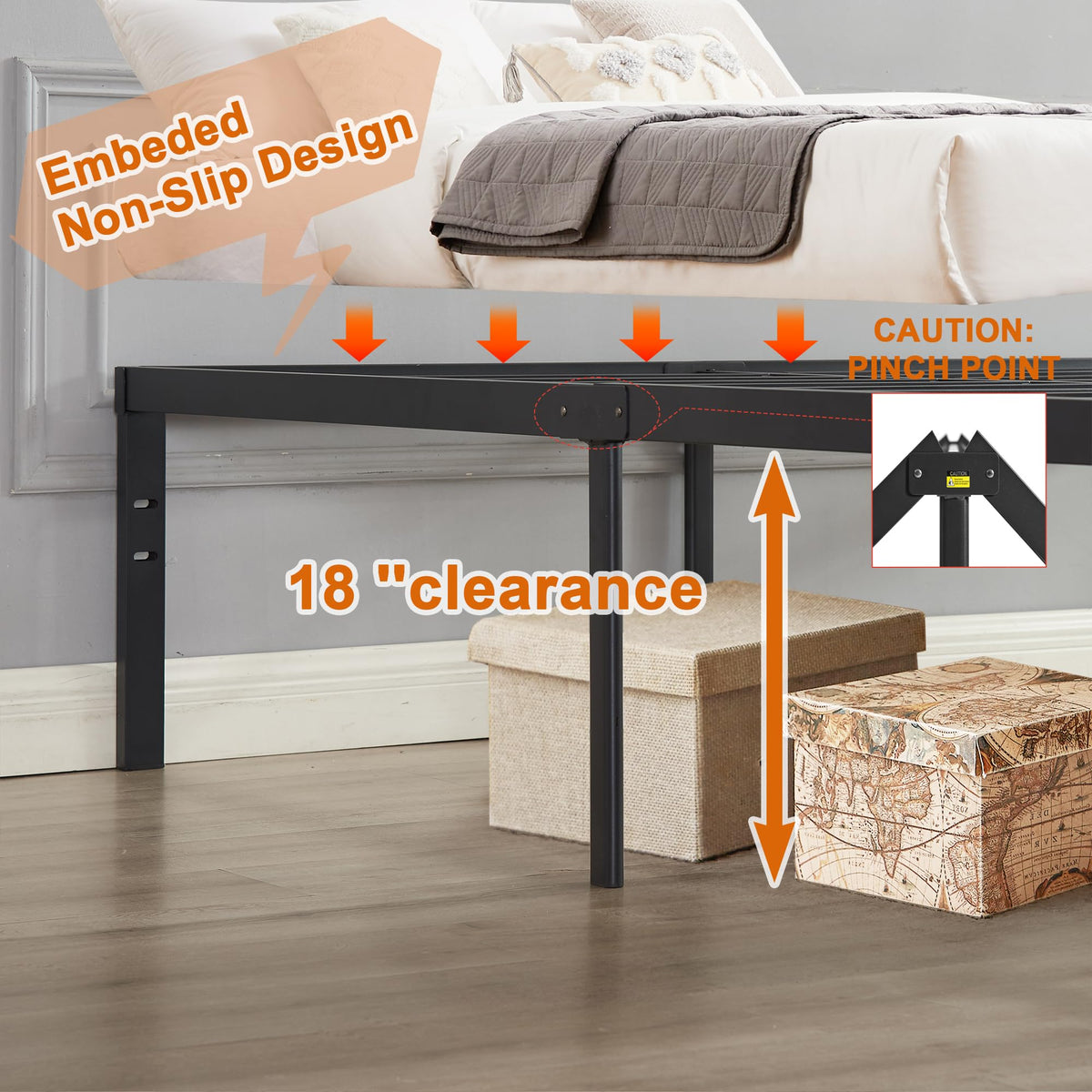 Queen Size Metal Platform Bed Frame N311376