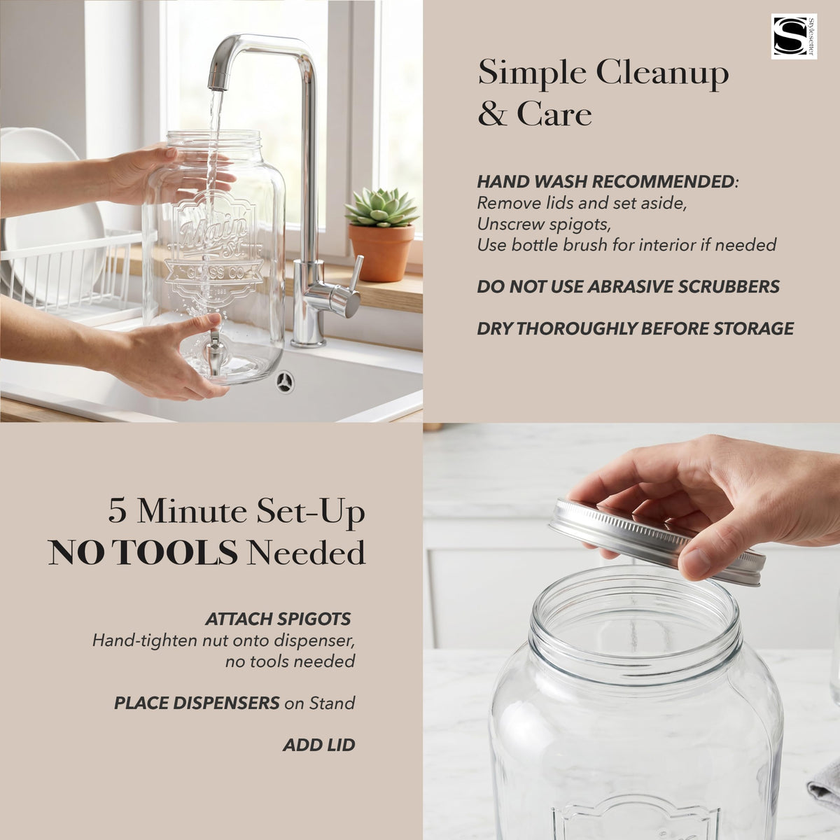 Glass Beverage Dispenser with Metal Stand 3 Gal U30265