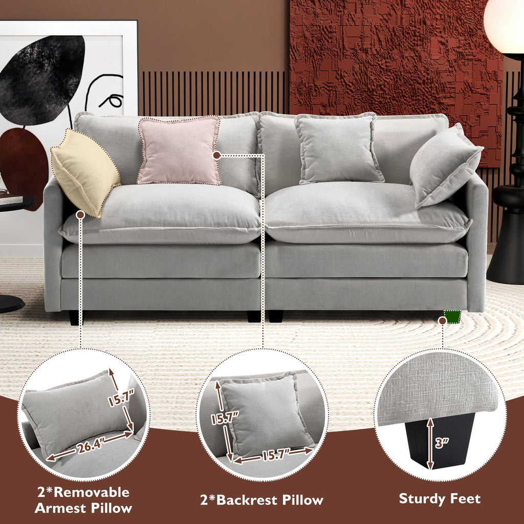 77 Inch Grey Chenille Loveseat B8679