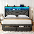 Queen Bed Frame with 2 Storage Drawers and Upholstered Headboard L91099