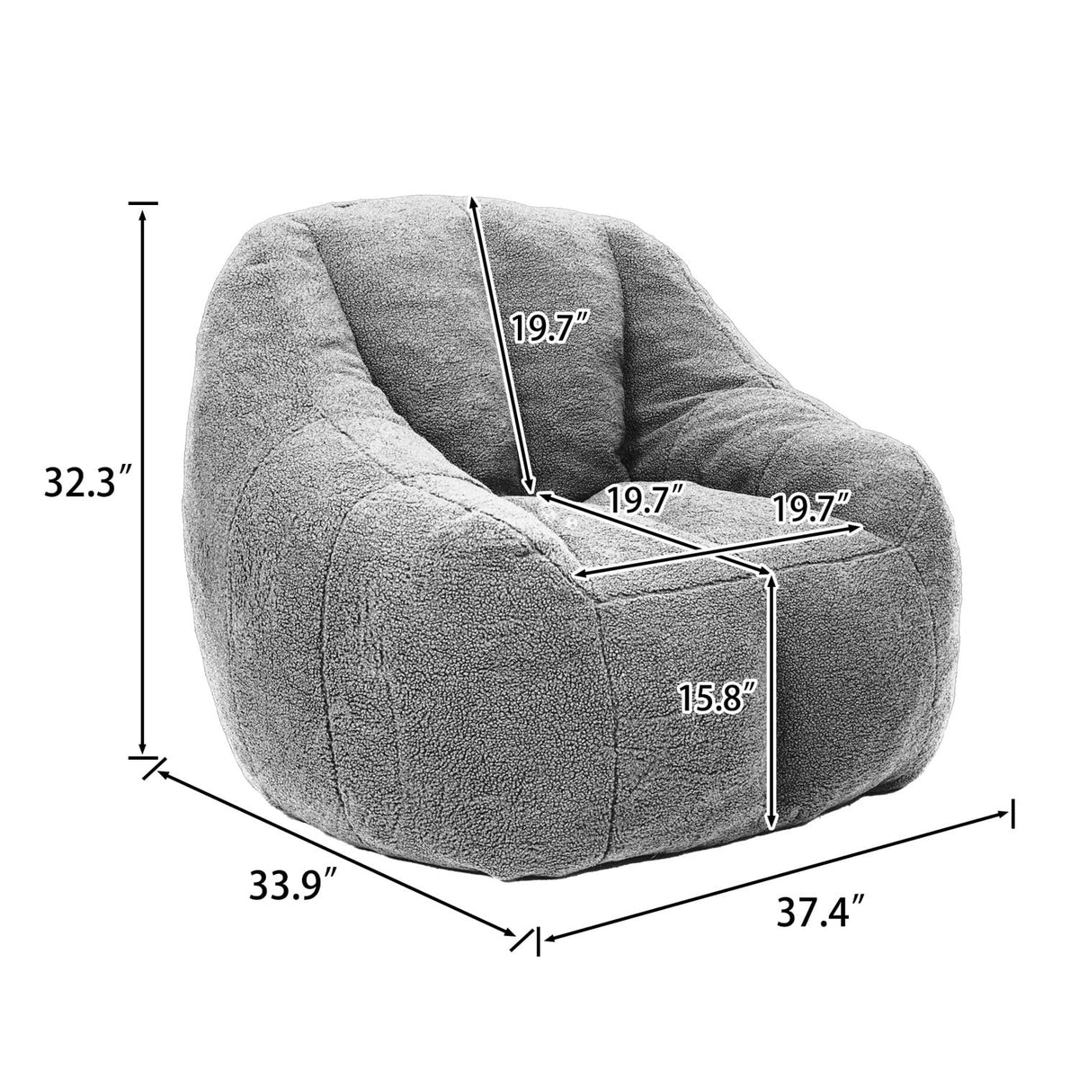 Yellow Memory Foam Bean Bag Chair W75218