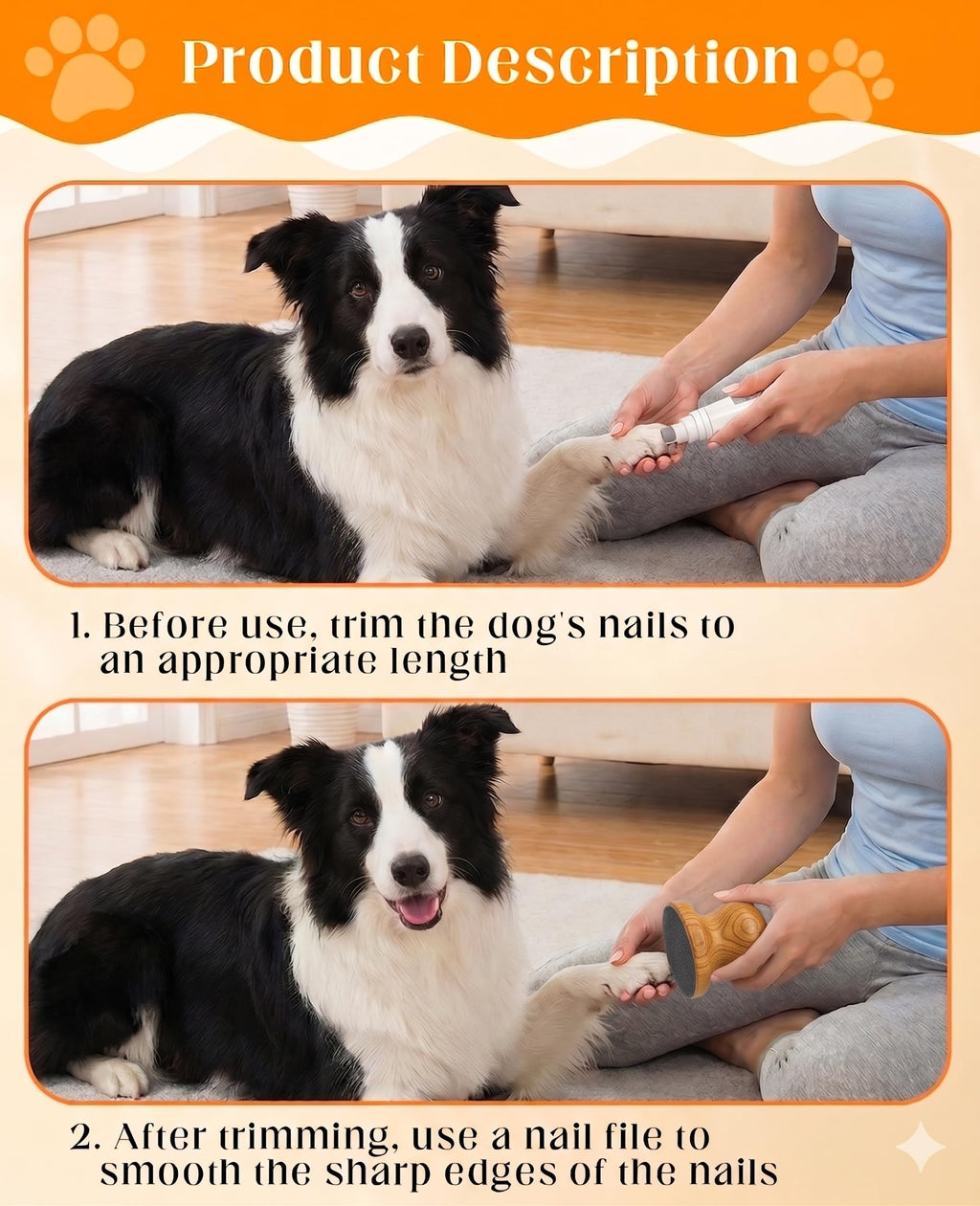 Dog Nail File Grinder Board with 4-Pack Replaceable Sandpaper Discs V907