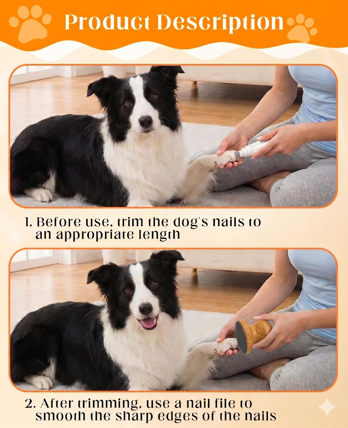 Dog Nail File Grinder Board with 4-Pack Replaceable Sandpaper Discs V907
