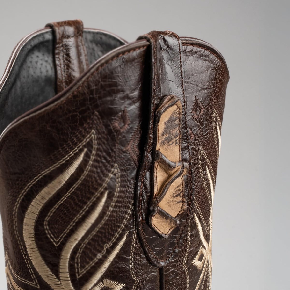 Leather Print Embroidered Square Toe Cowboy Boots M727473