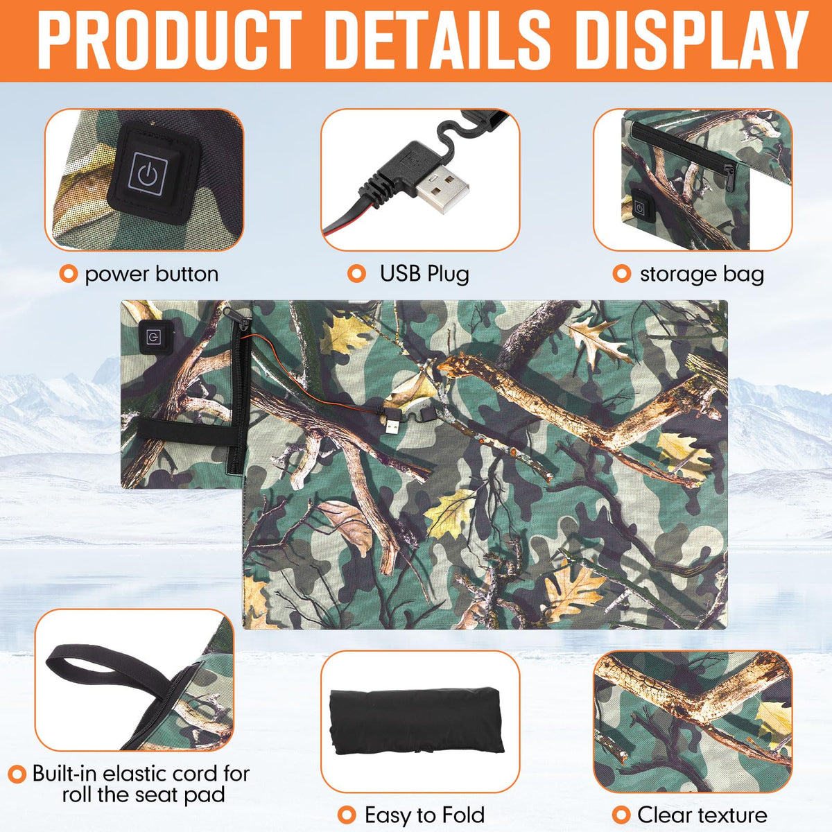 2 Pcs Heated Hunting Seat Cushion Pad A4954