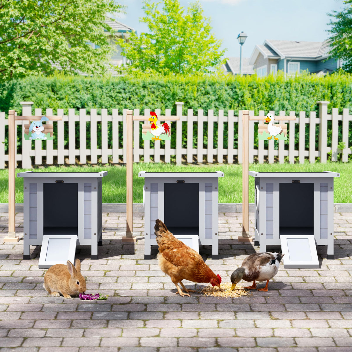 Gray Rabbit Hutch Small Animal Cage M8181