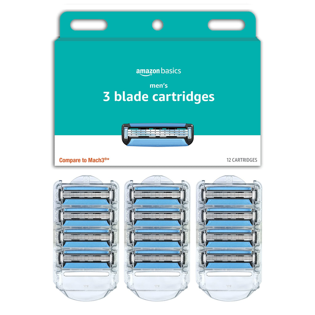3-Blade Razor Refills with Dual Lubrication, 12 Cartridges C150508