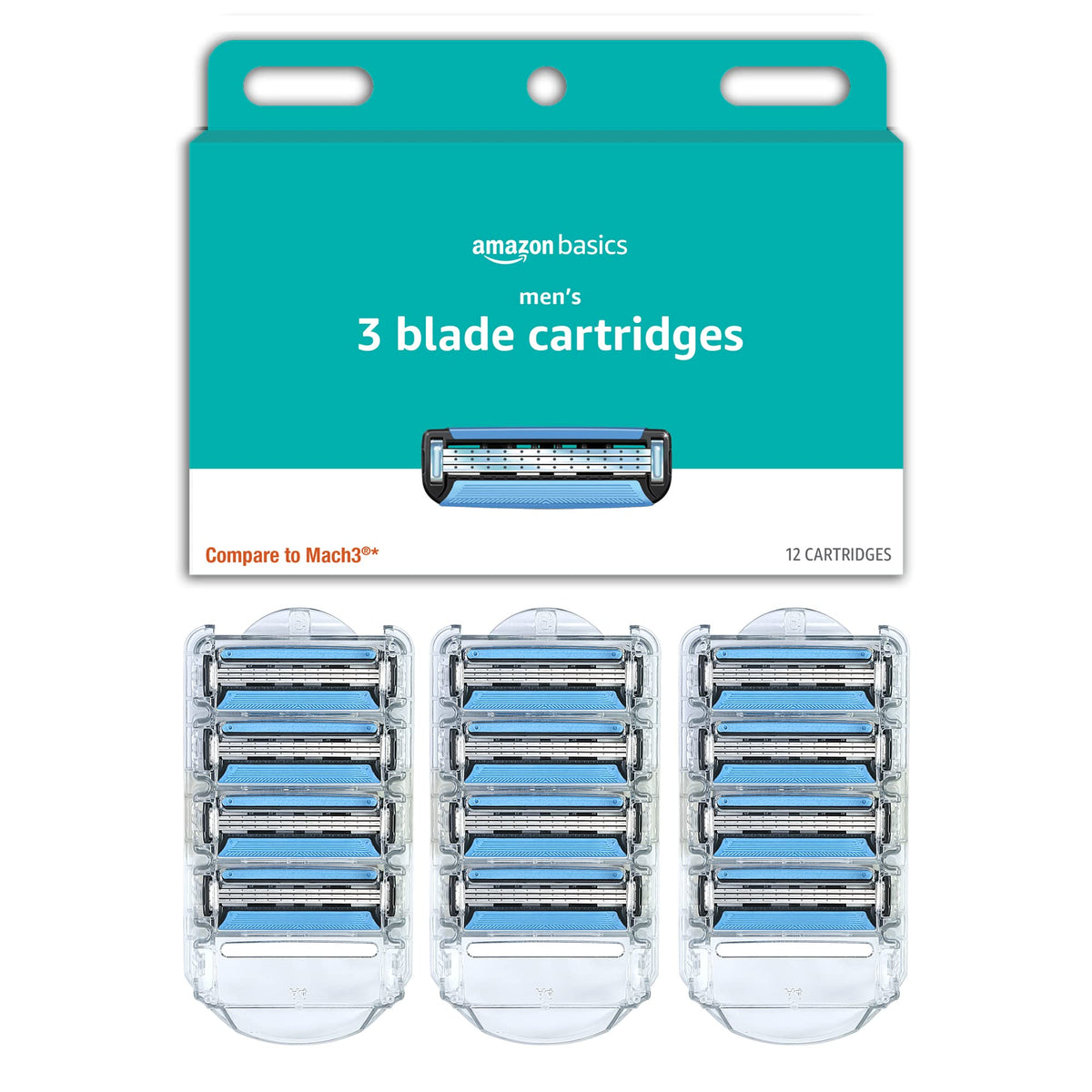 3-Blade Razor Refills with Dual Lubrication, 12 Cartridges C150508