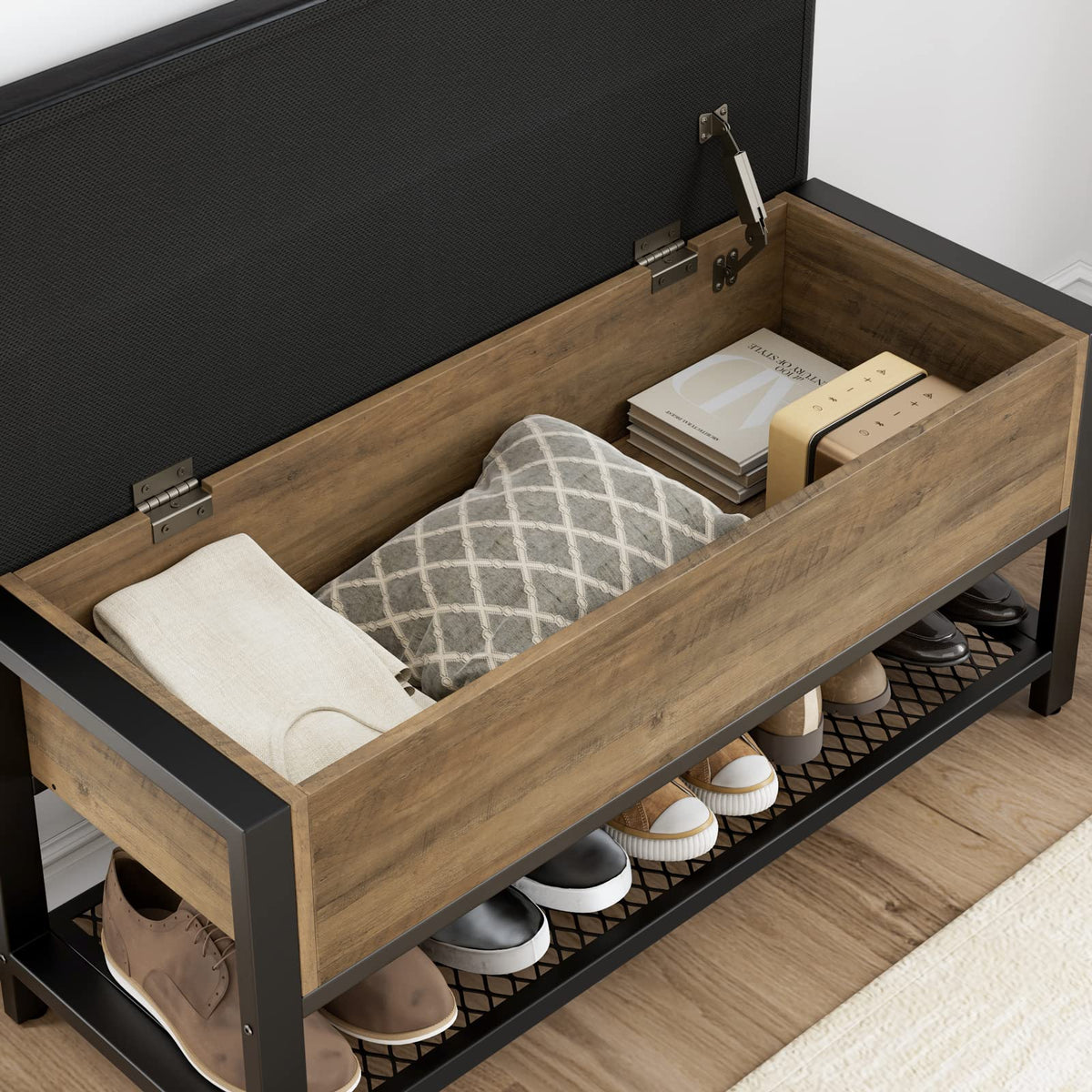 40" W Storage Bench with Cushion Z598264