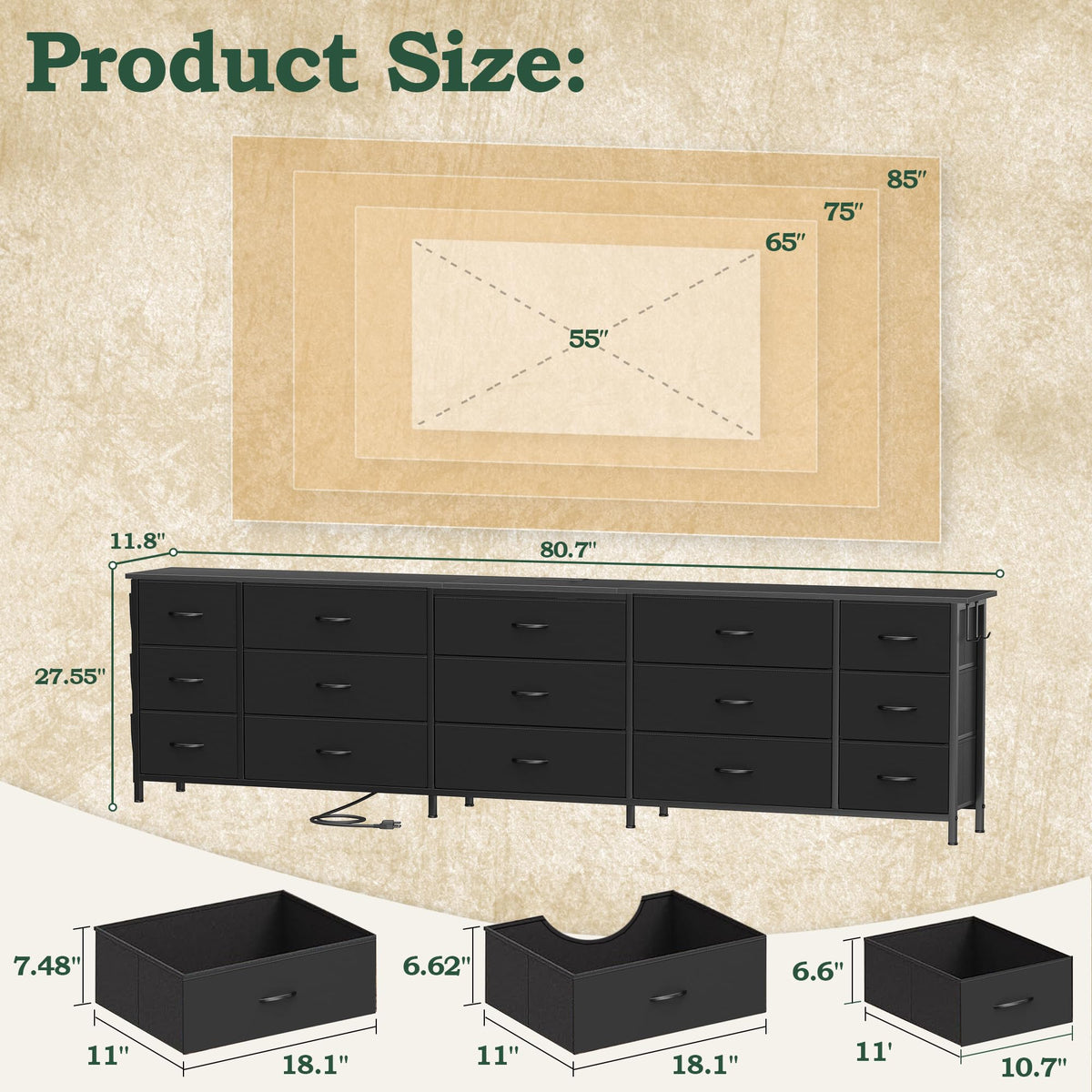 80.7" 15 Drawer Long Dresser J222270