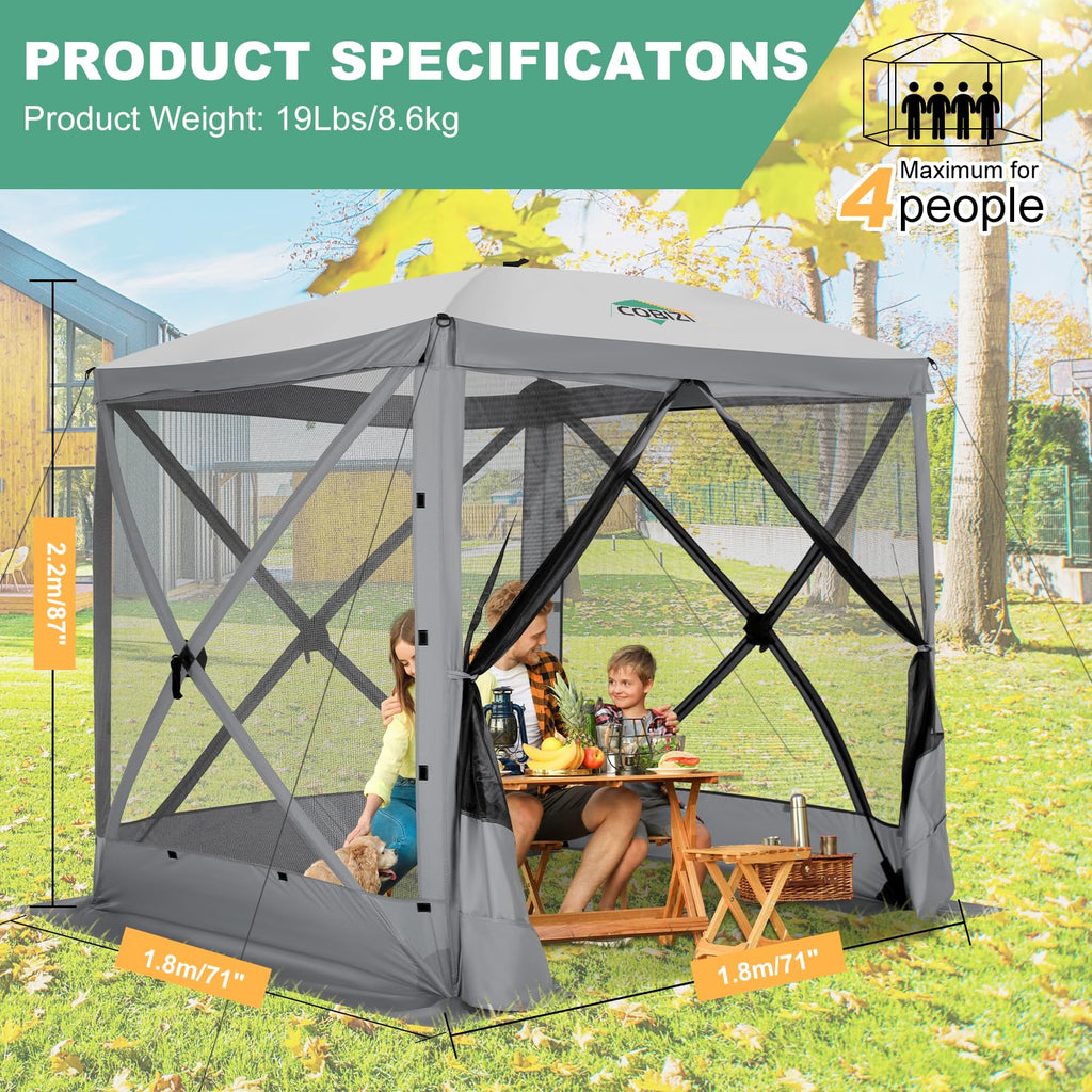 6x6 FT Waterproof Pop up Gazebo Tent with Mosquito Netting J976792