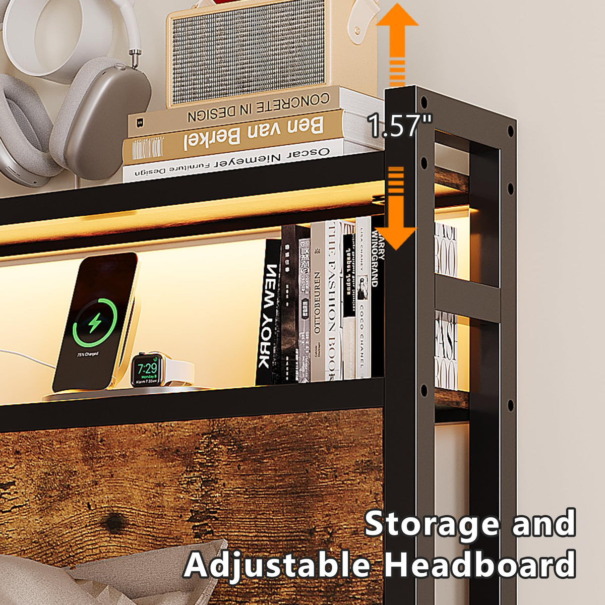 Queen Bed Frame with 4 Storage Drawers and Headboard S379372