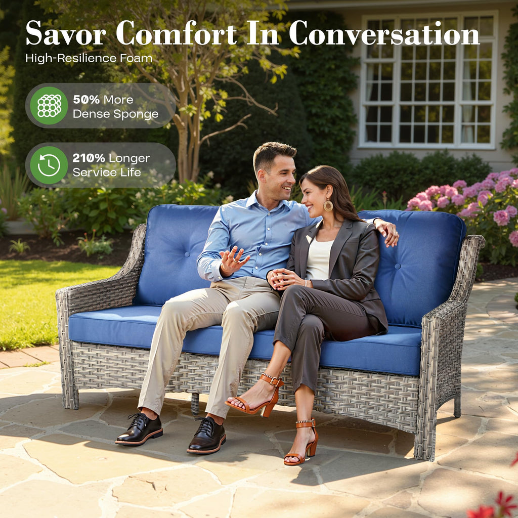6 Piece Outdoor Patio Furniture with 3 Seat Sofa and Ottoman Z17026
