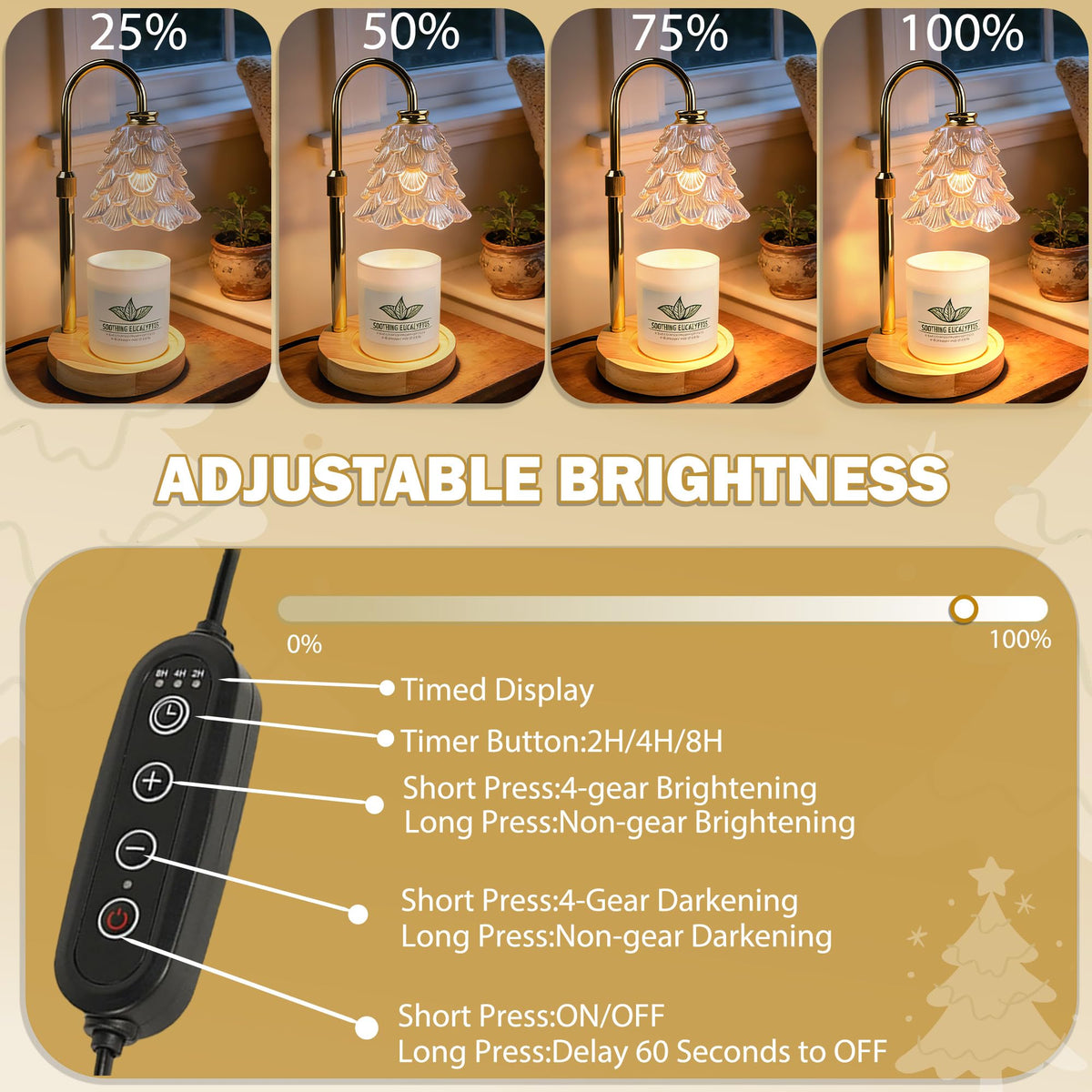 Candle Warmer Lamp with Timer Dimmable Adjustable Height C620