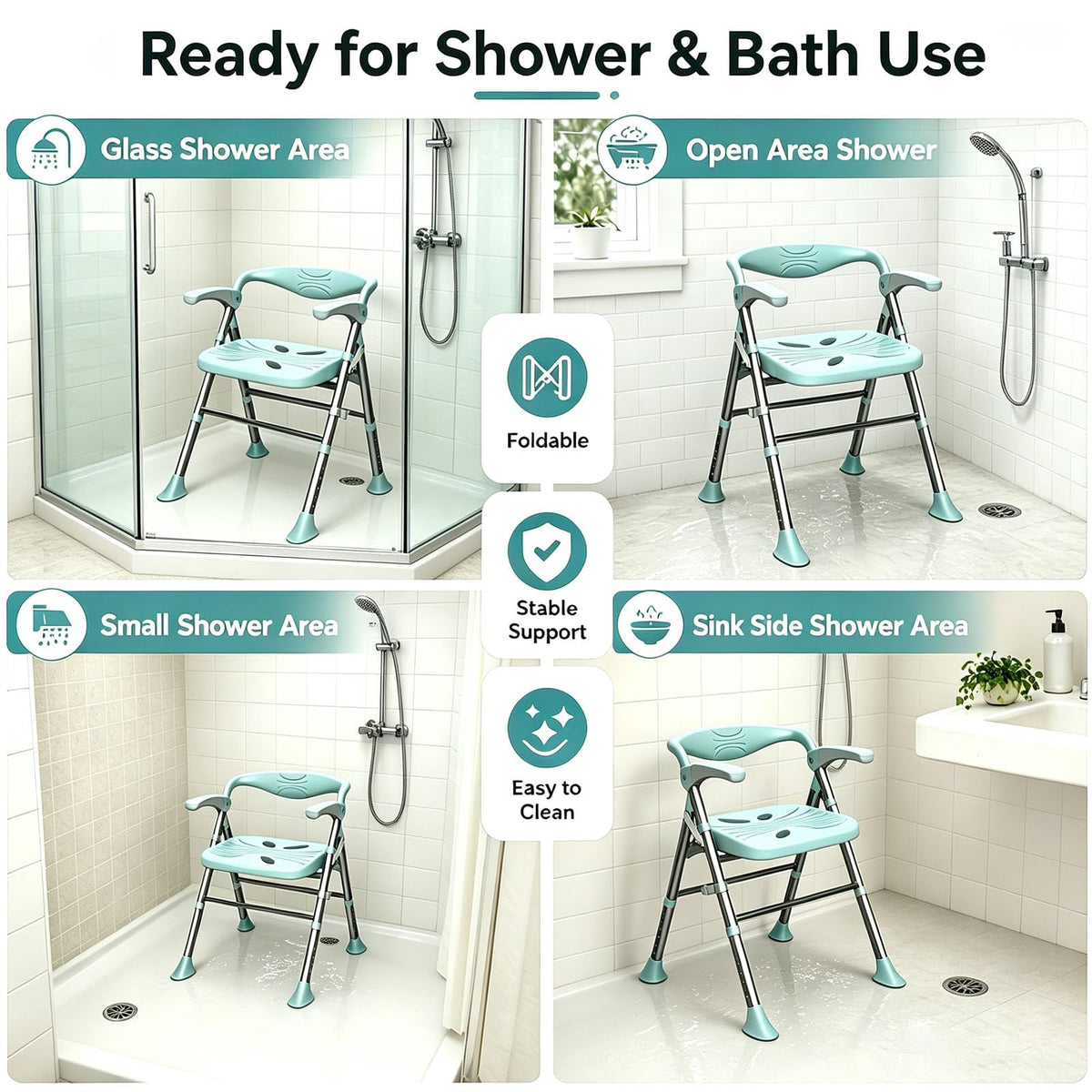 Heavy Duty Shower Chair with Arms and Back F7957