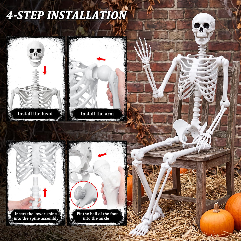 Halloween Life Size Human Skeleton with Posable Joint U42823