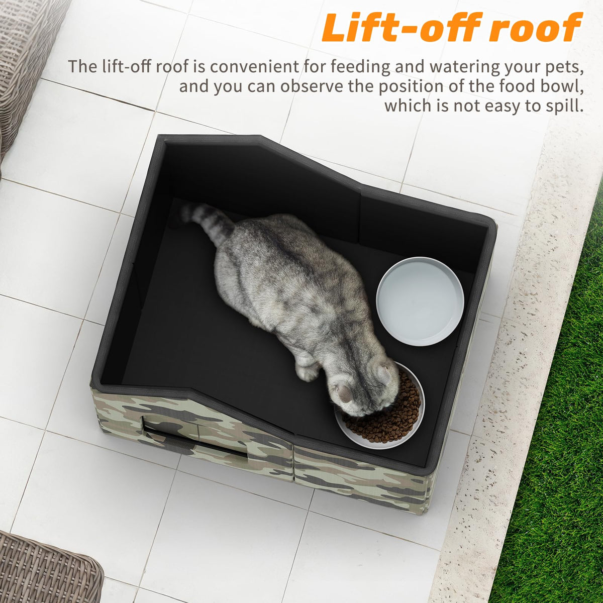 Weatherproof Collapsible Outdoor Cat House with Door and Soft Mat D2954