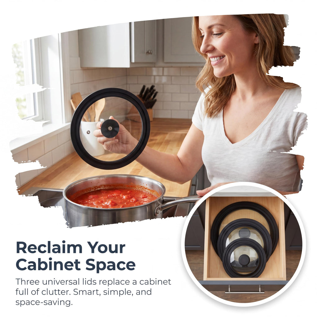 Tempered Glass Universal Lid with Silicone Rim Y6722