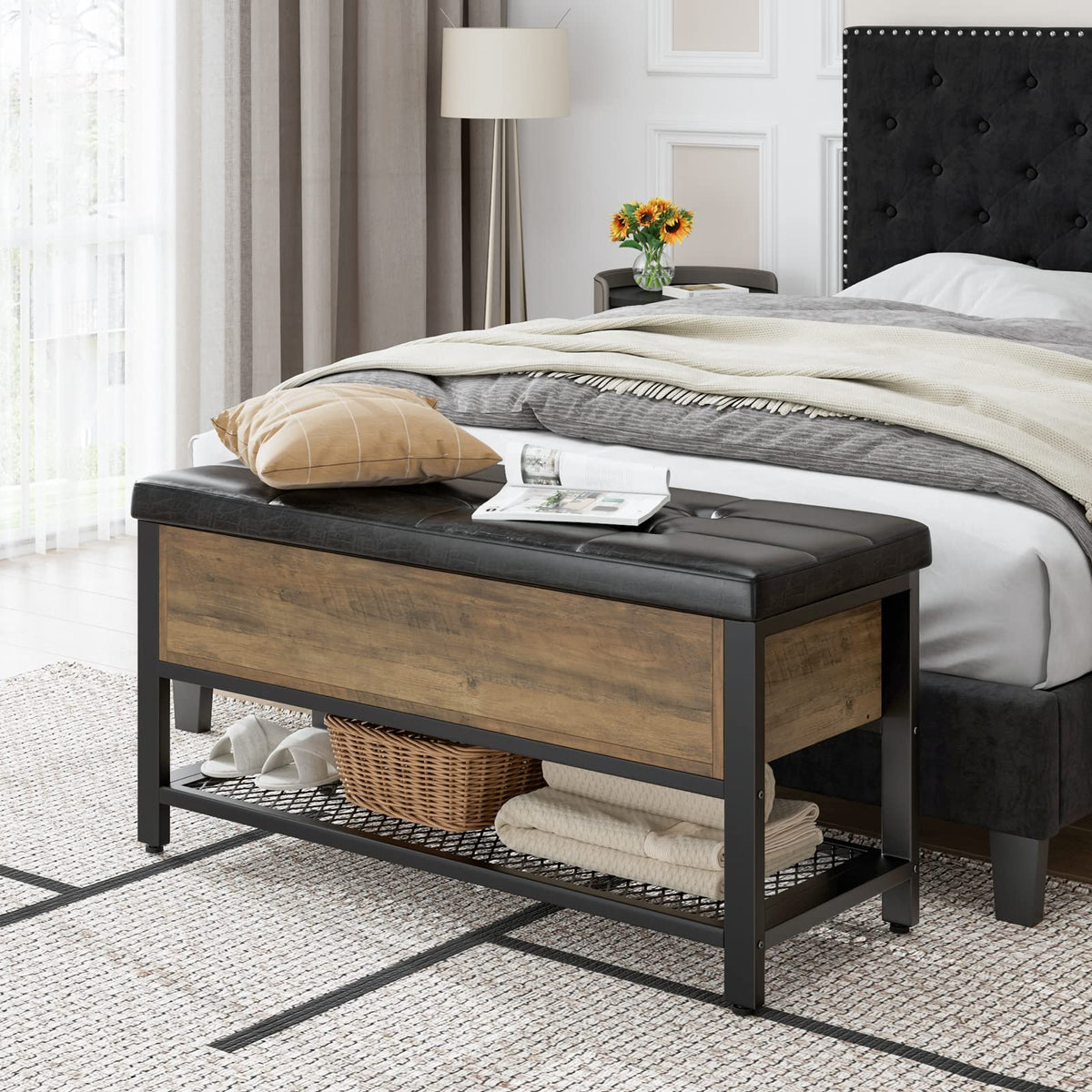 40" W Storage Bench with Cushion Z598264