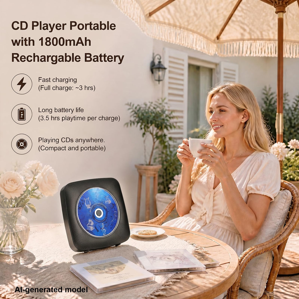 Portable Bluetooth CD Player Q1744