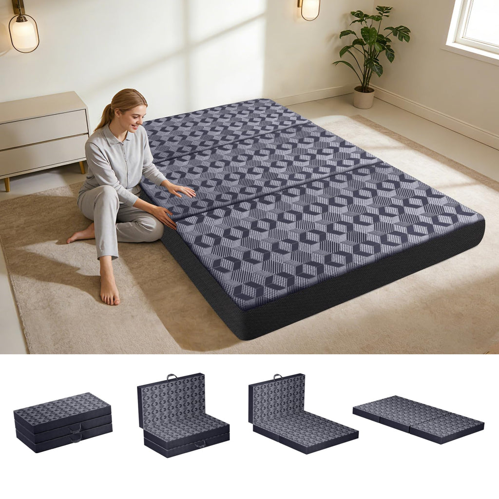 Queen Size 6 Inch Tri-Fold Mattress with Washable Cover Z4892
