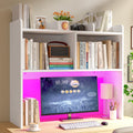 White 3-Tier Desk Hutch with LED Light T400255