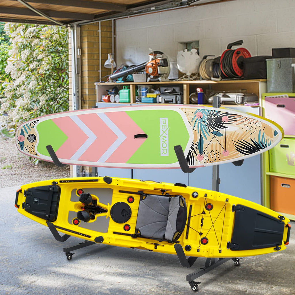 Freestanding Kayak Storage Rack with Lockable Wheels M287586