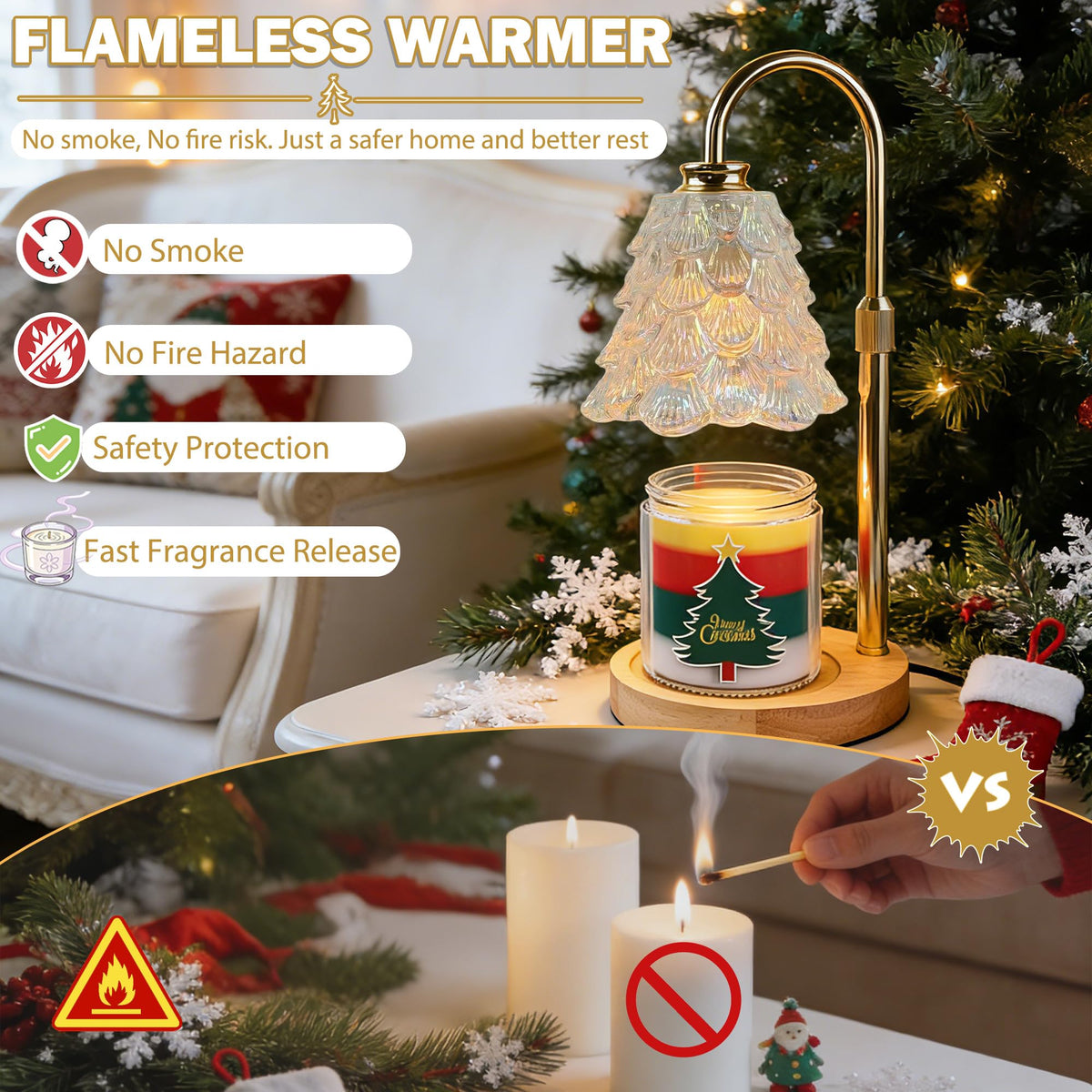Candle Warmer Lamp with Timer Dimmable Adjustable Height C620