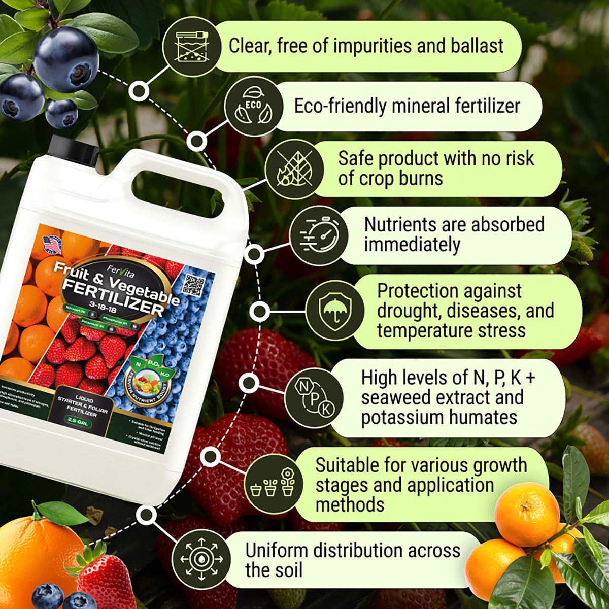 Liquid 3-18-18 Fertilizer for Vegetables, Fruits and Flowers 32oz I17851