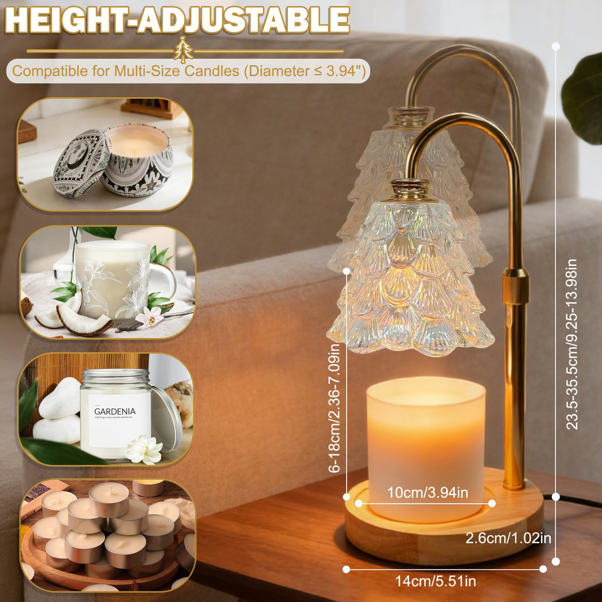 Candle Warmer Lamp with Timer Dimmable Adjustable Height C620