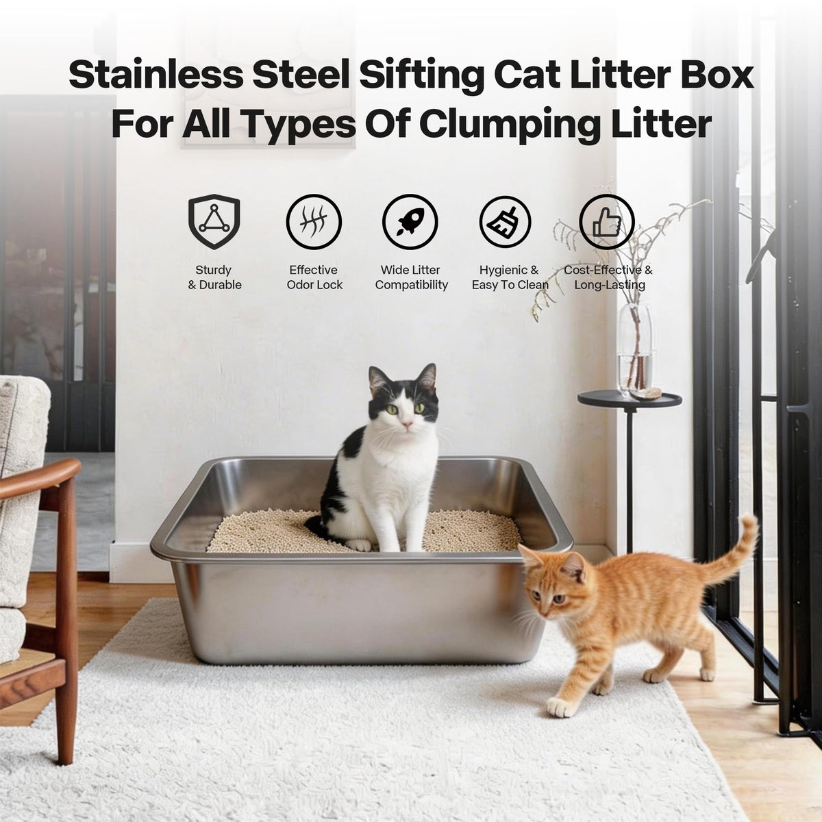 Stainless Steel Sifting Litter Box Z24754