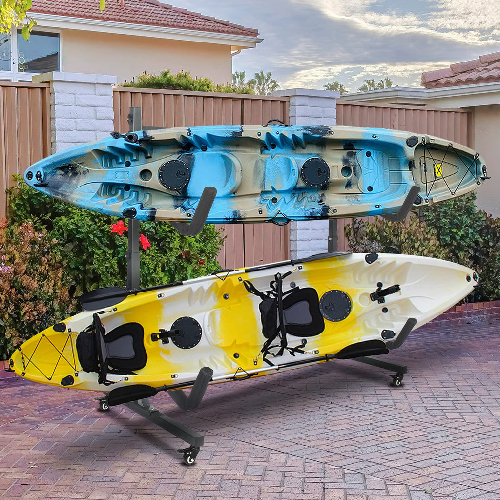 Freestanding Kayak Storage Rack with Lockable Wheels M287586