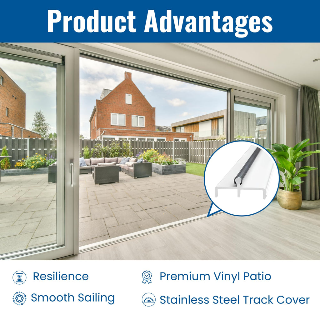 Vinyl Sliding Door Track with Stainless Steel Cover White 72 Inches R979587