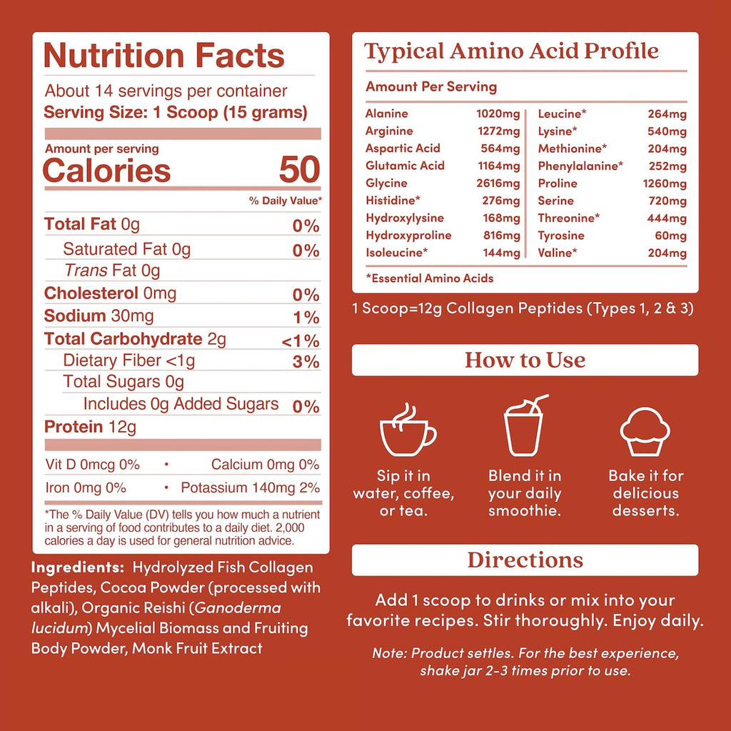 Chocolate Marine Collagen Peptides Powder, 7.41 Oz H17883