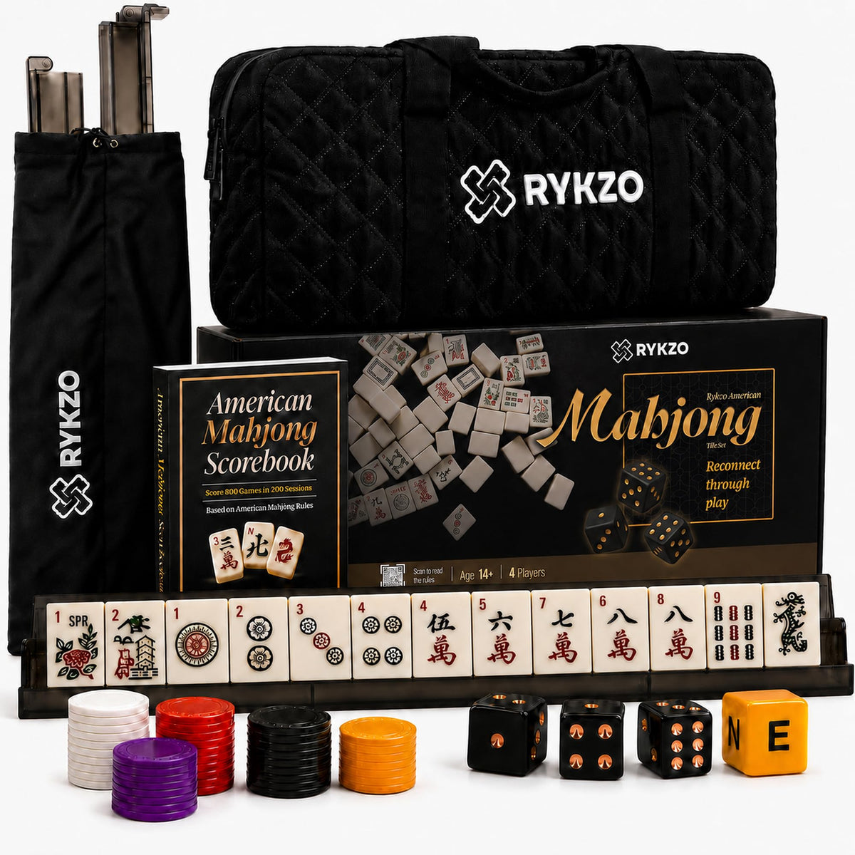 166 Engraved Melamine Mahjong Set with Travel Bag U66970