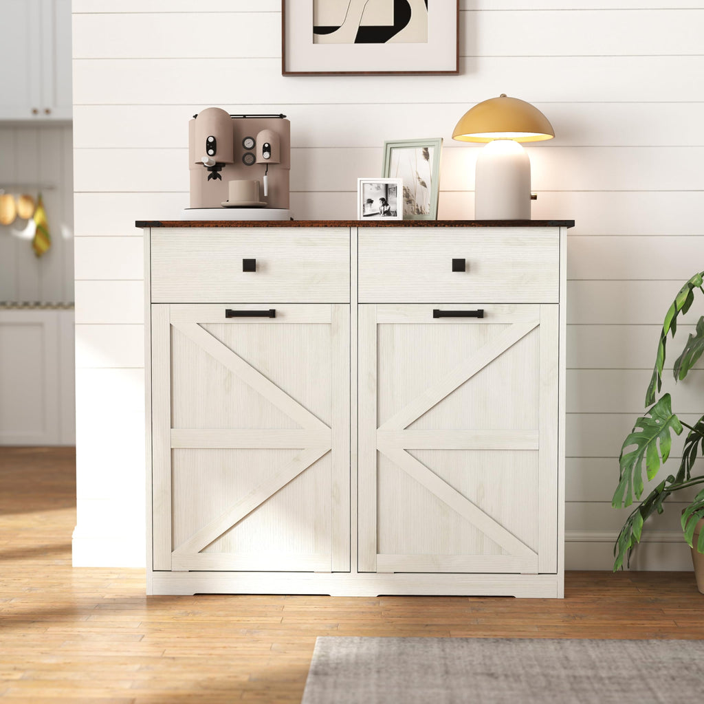 20 Gallon Double Tilt Out Laundry Hamper Cabinet with Drawers I922903