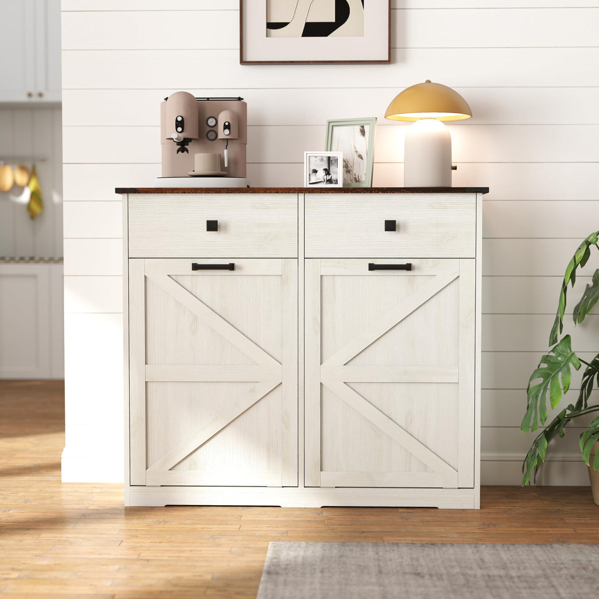 20 Gallon Double Tilt Out Laundry Hamper Cabinet with Drawers I922903