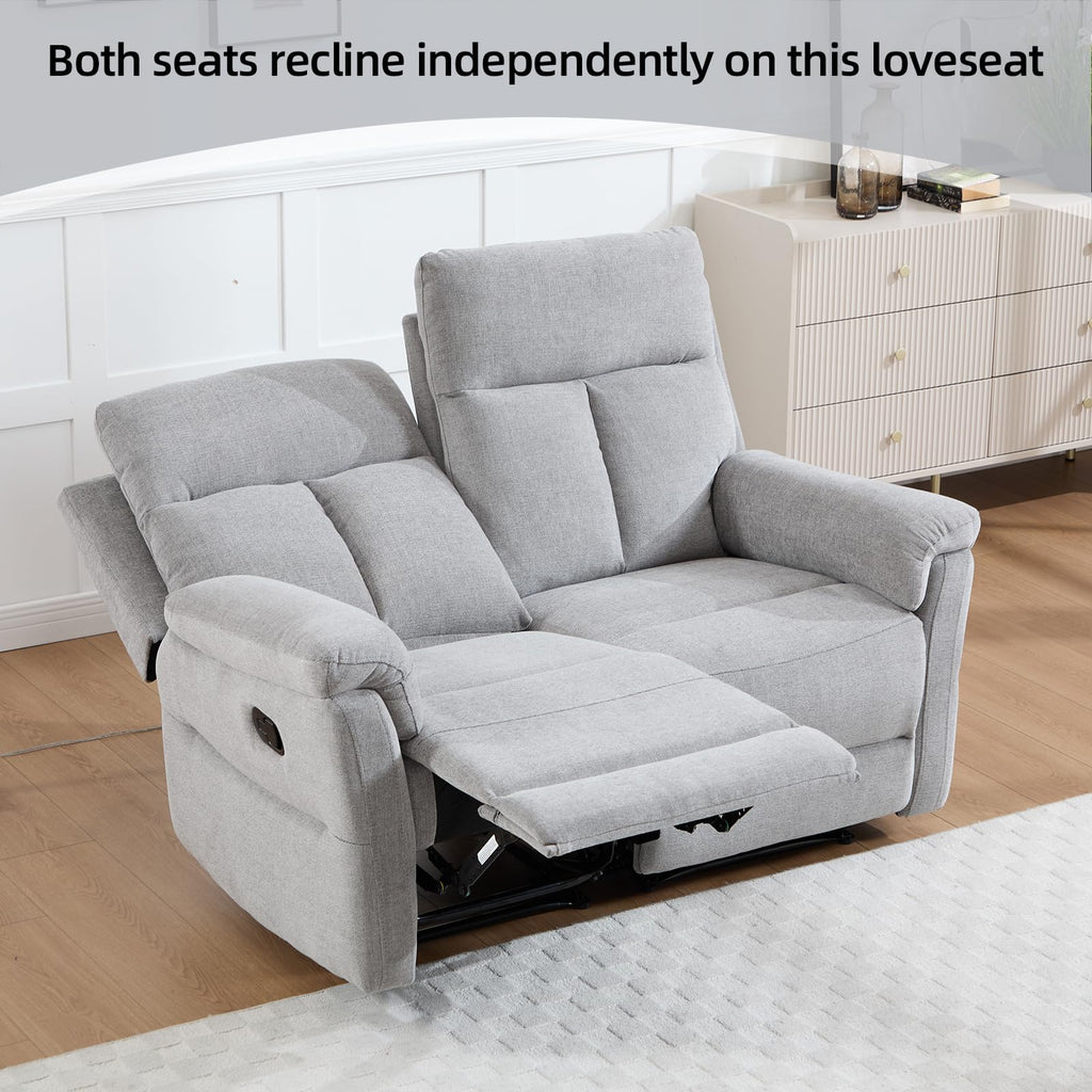 Light Gray Fabric Reclining Loveseat I70037