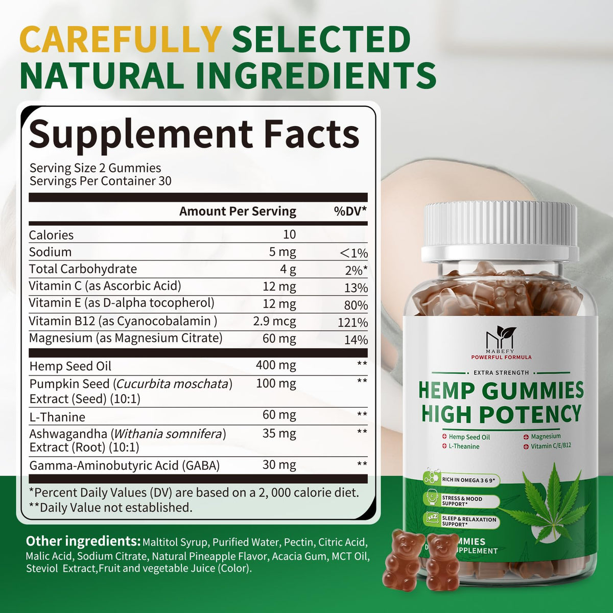 Hemp Gummies 60 Bears Pineapple Flavor Z9204