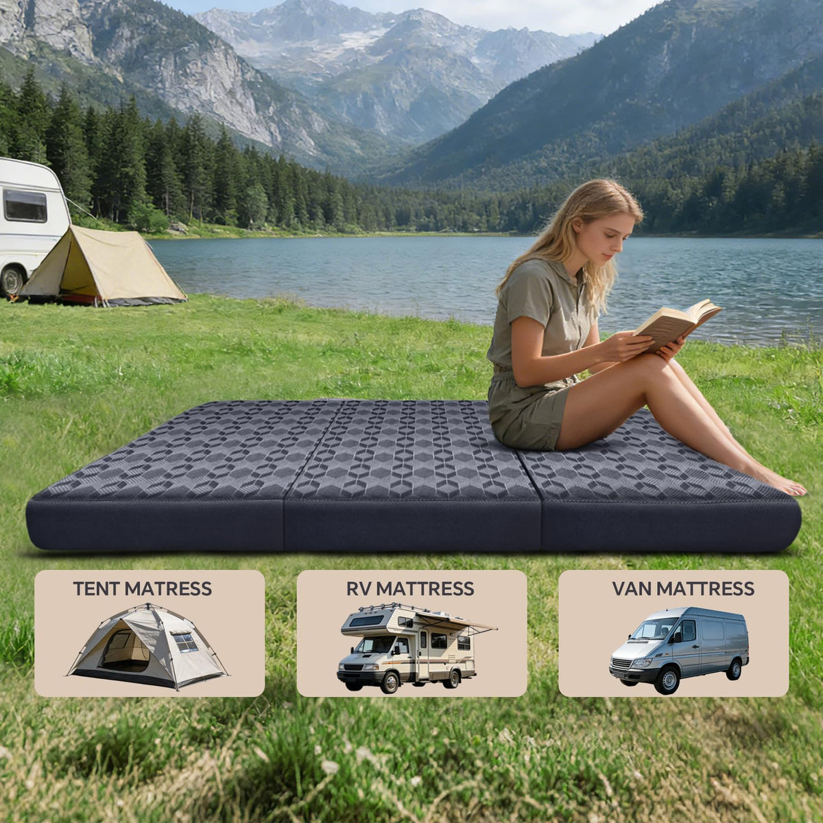 Queen Size 6 Inch Tri-Fold Mattress with Washable Cover Z4892