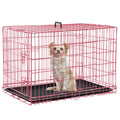 24" Pink Double Door Wire Dog Crate with Divider L316375